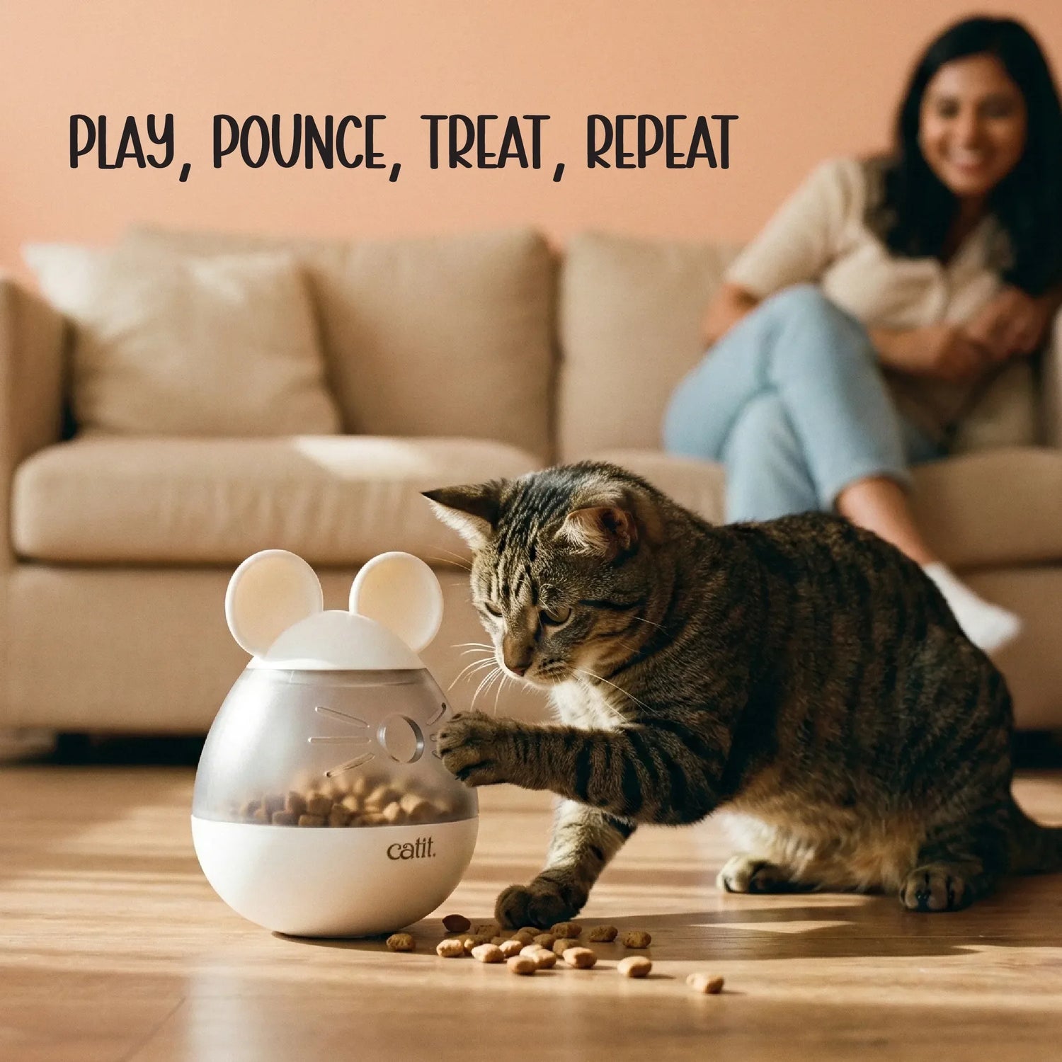 Wobble whisk-Catit Pixi Mouse Treat Dispenser | Interactive Treat Wobble | Smart Play & Feeder for Cats - Tilting Heads