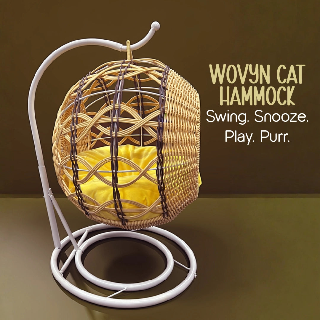 Wovyn Cat Hammock | Cozy Cat Swing | Breathable Design | Cushion & Toy Included