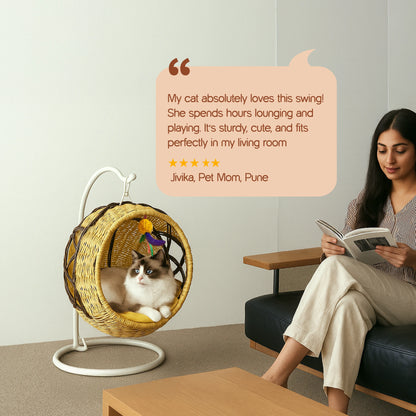 Wovyn Cat Hammock | Cozy Cat Swing | Breathable Design | Cushion & Toy Included