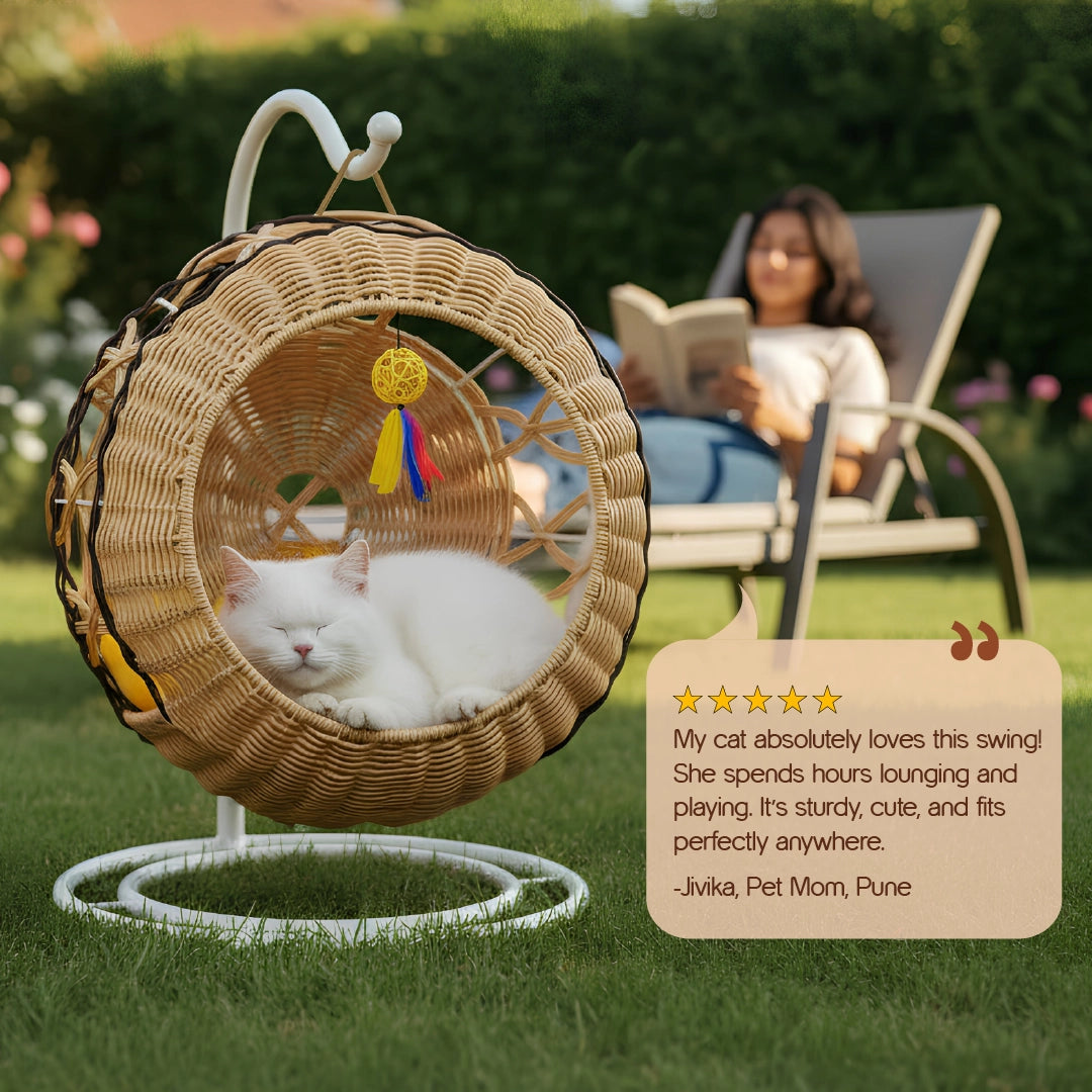Wovyn Cat Hammock | Cozy Cat Swing | Breathable Design | Cushion & Toy Included