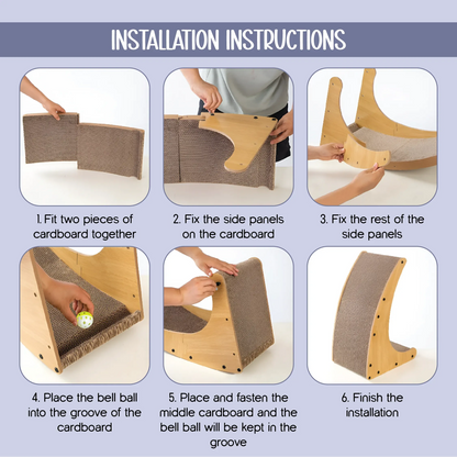 Zen Curve Scratcher – Multifunction Wooden Cat Scratch & Lounge