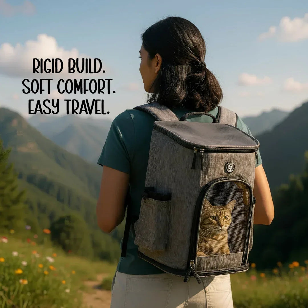 AeroShell Backpack – Protective Pet Travel Carrier with Comfort Fit - Tilting Heads