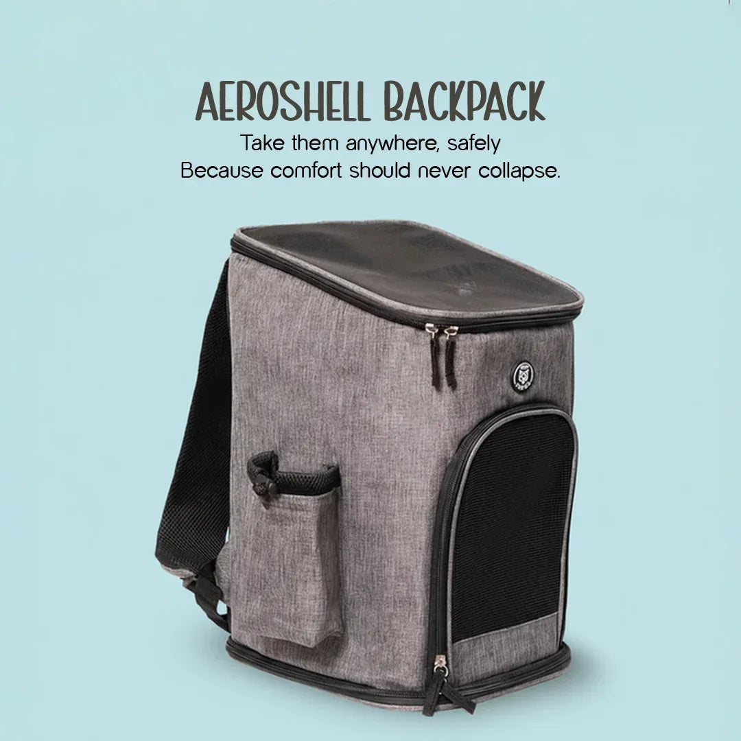 AeroShell Backpack – Protective Pet Travel Carrier with Comfort Fit - Tilting Heads