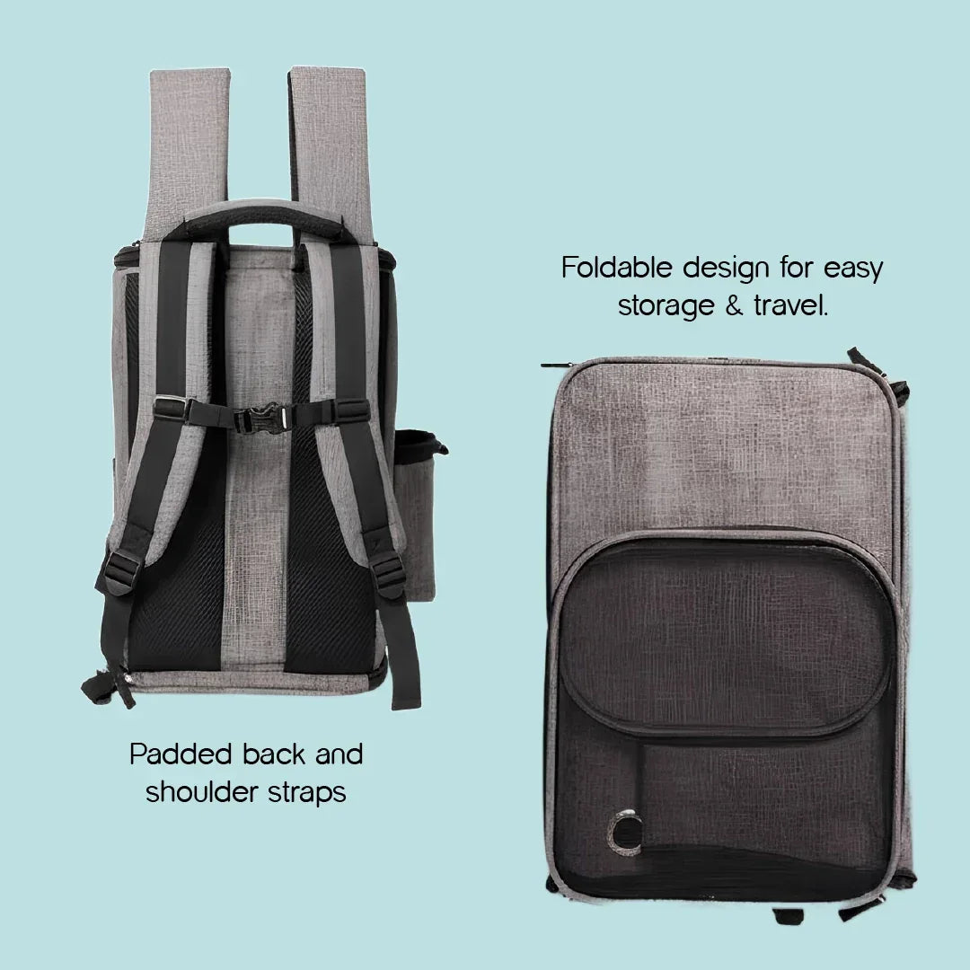 AeroShell Backpack – Protective Pet Travel Carrier with Comfort Fit - Tilting Heads