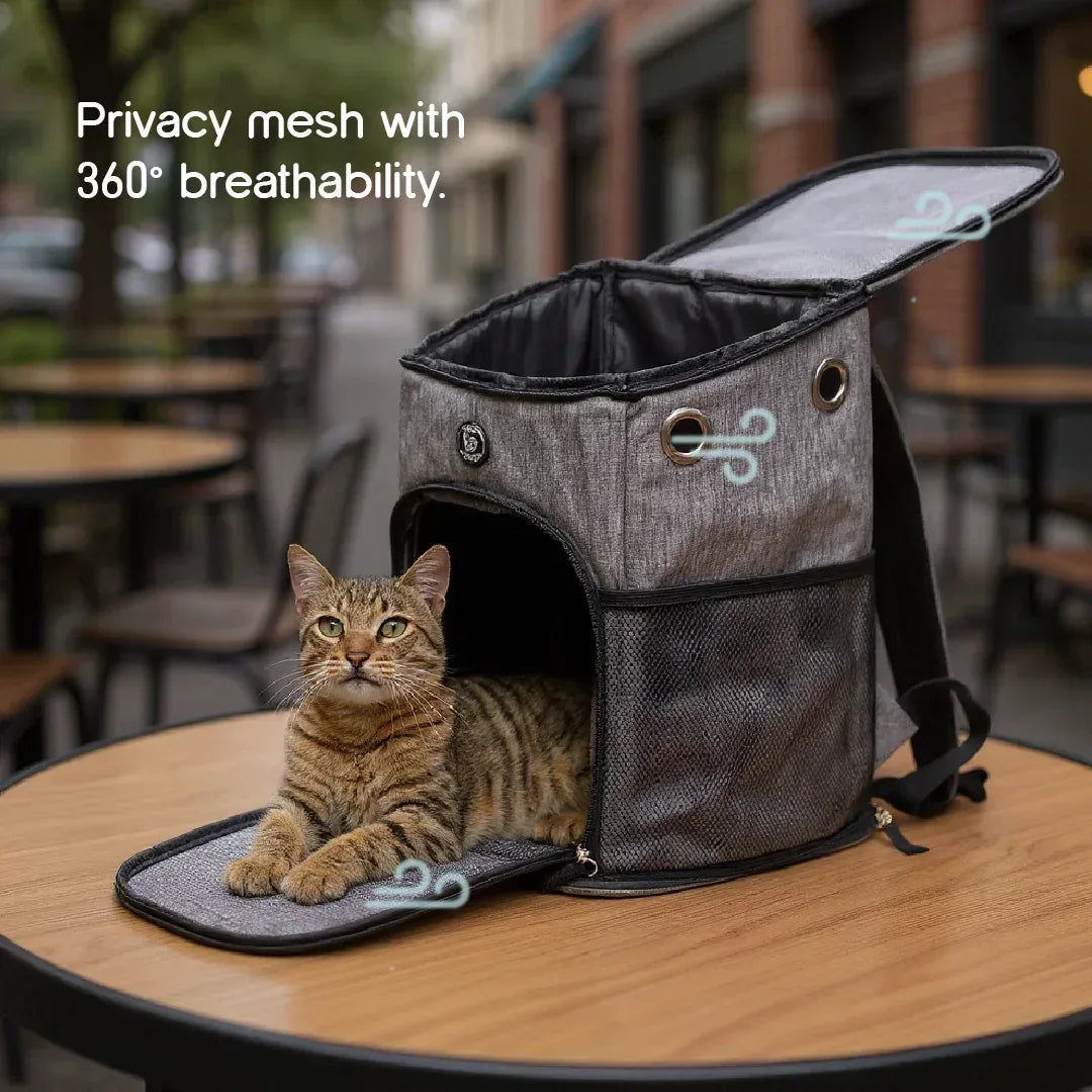 AeroShell Backpack – Protective Pet Travel Carrier with Comfort Fit - Tilting Heads