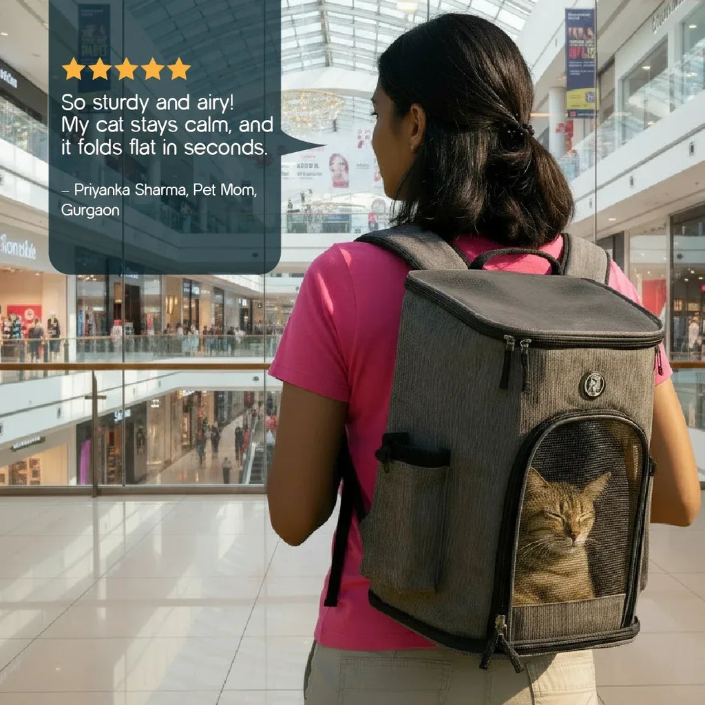 AeroShell Backpack – Protective Pet Travel Carrier with Comfort Fit - Tilting Heads