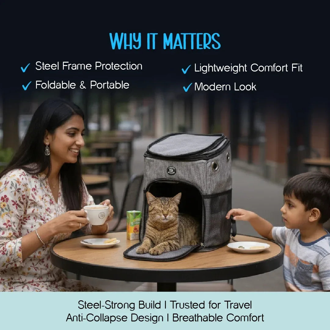 AeroShell Backpack – Protective Pet Travel Carrier with Comfort Fit - Tilting Heads