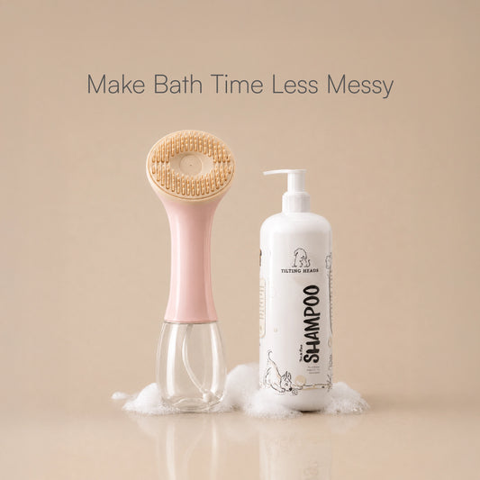 BathEase Brush – 2-in-1 Bath Brush & Shampoo Dispenser | Includes Tick & Flea Shampoo(500ml)