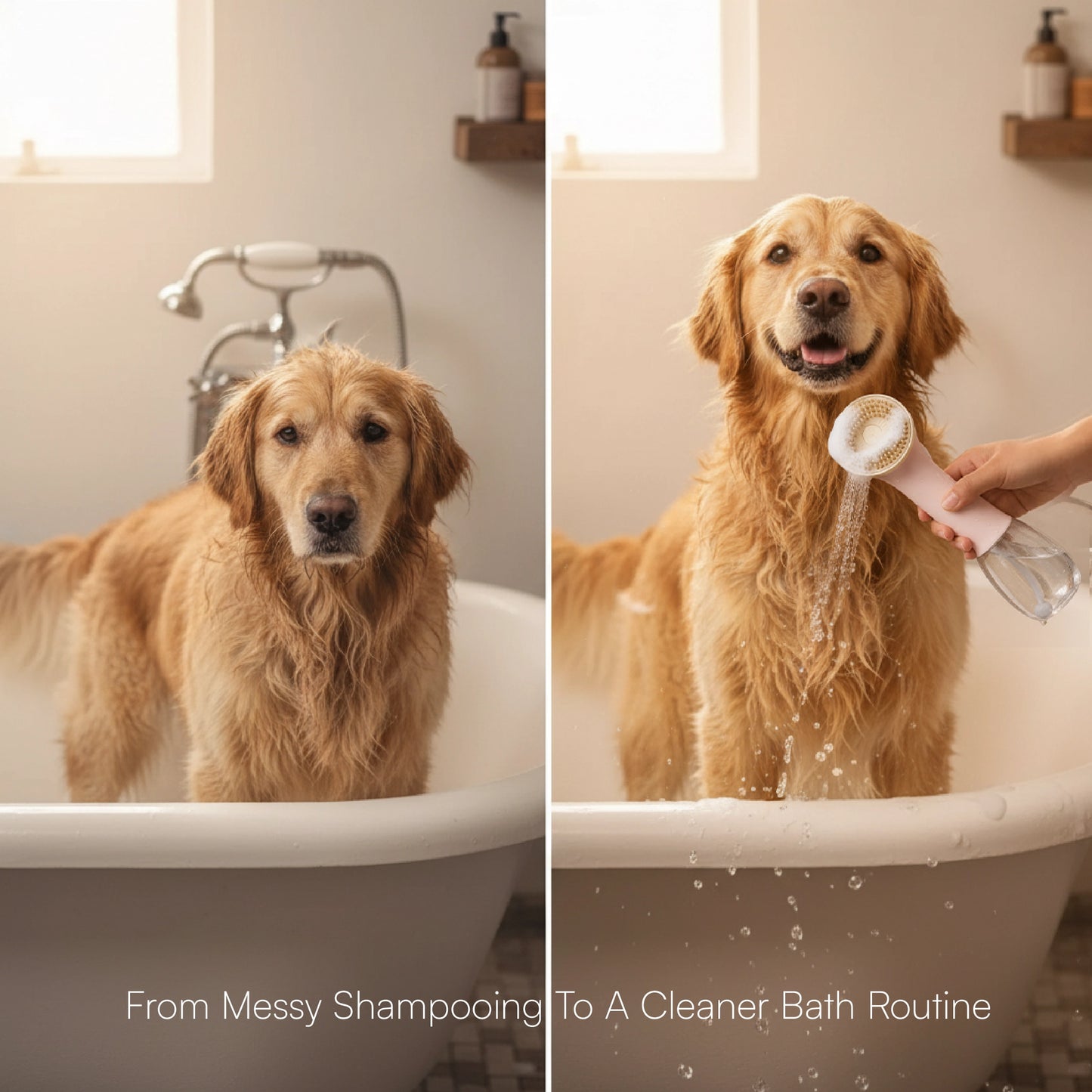 BathEase Brush – 2-in-1 Bath Brush & Shampoo Dispenser | Includes Tick & Flea Shampoo(500ml)