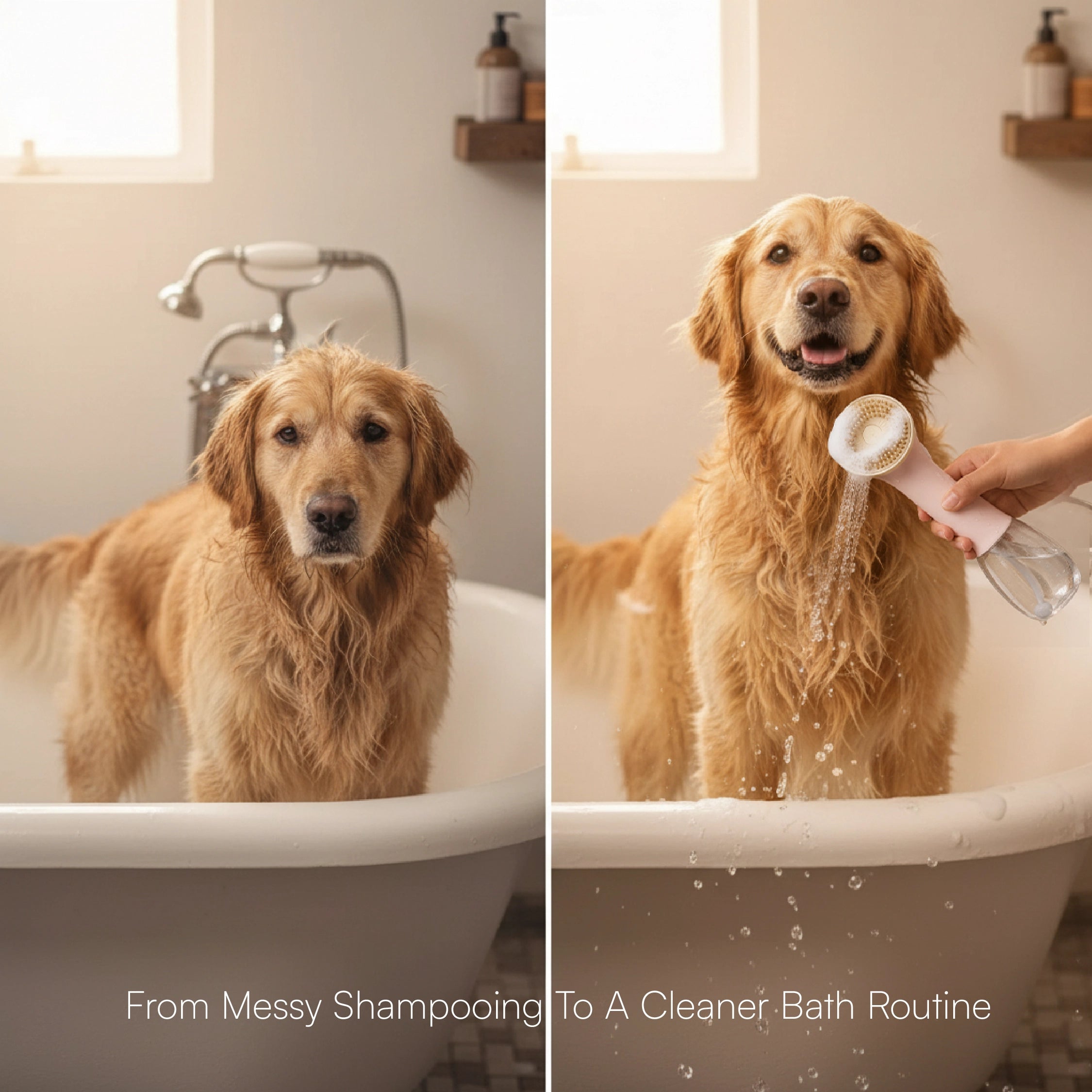 BathEase Brush – 2-in-1 Bath Brush & Shampoo Dispenser | Includes Tick & Flea Shampoo(500ml)