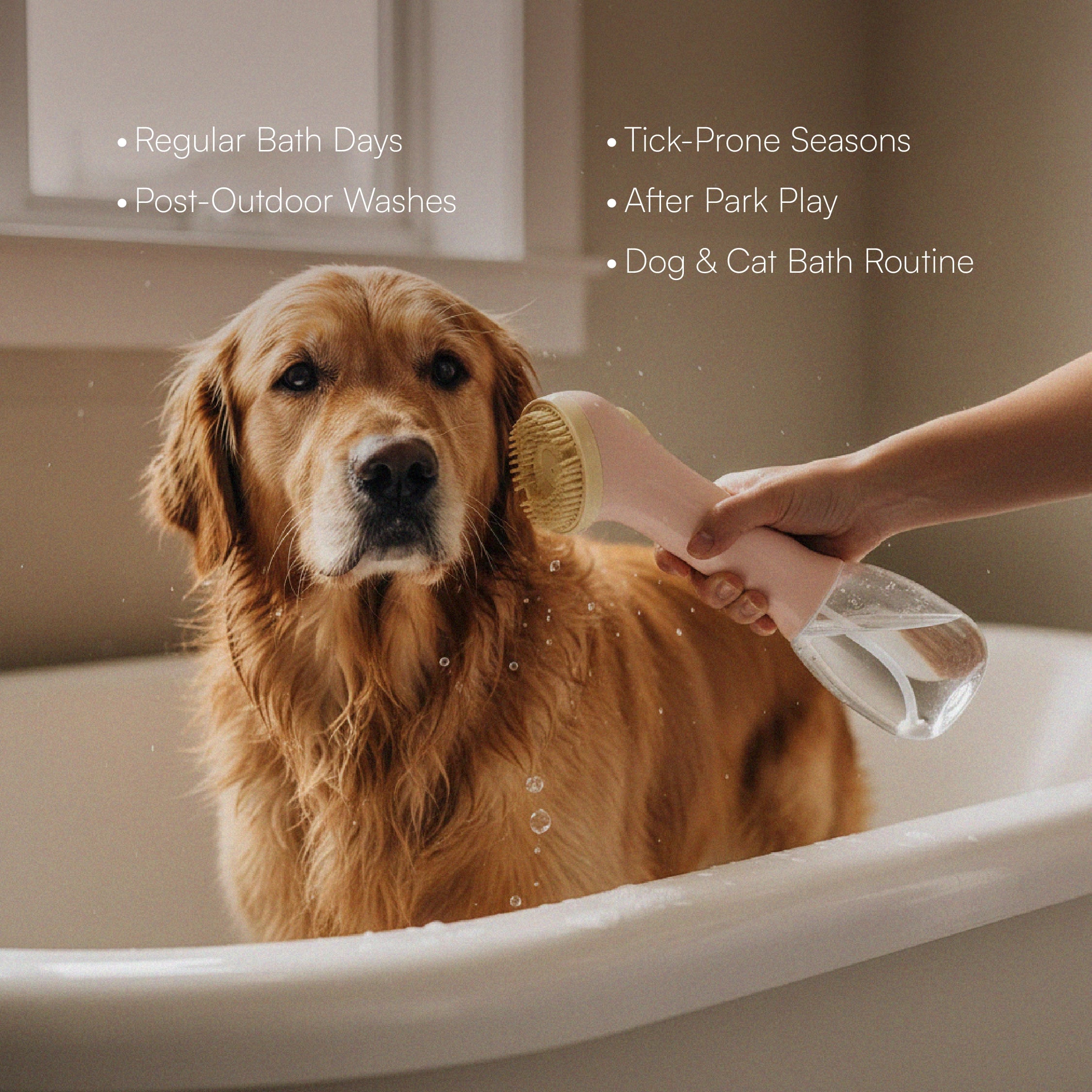 BathEase Brush – 2-in-1 Bath Brush & Shampoo Dispenser | Includes Tick & Flea Shampoo(500ml)