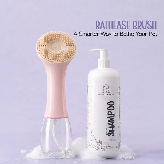 BathEase Brush – 2-in-1 Bath Brush & Shampoo Dispenser | Includes Tick & Flea Shampoo(500ml)