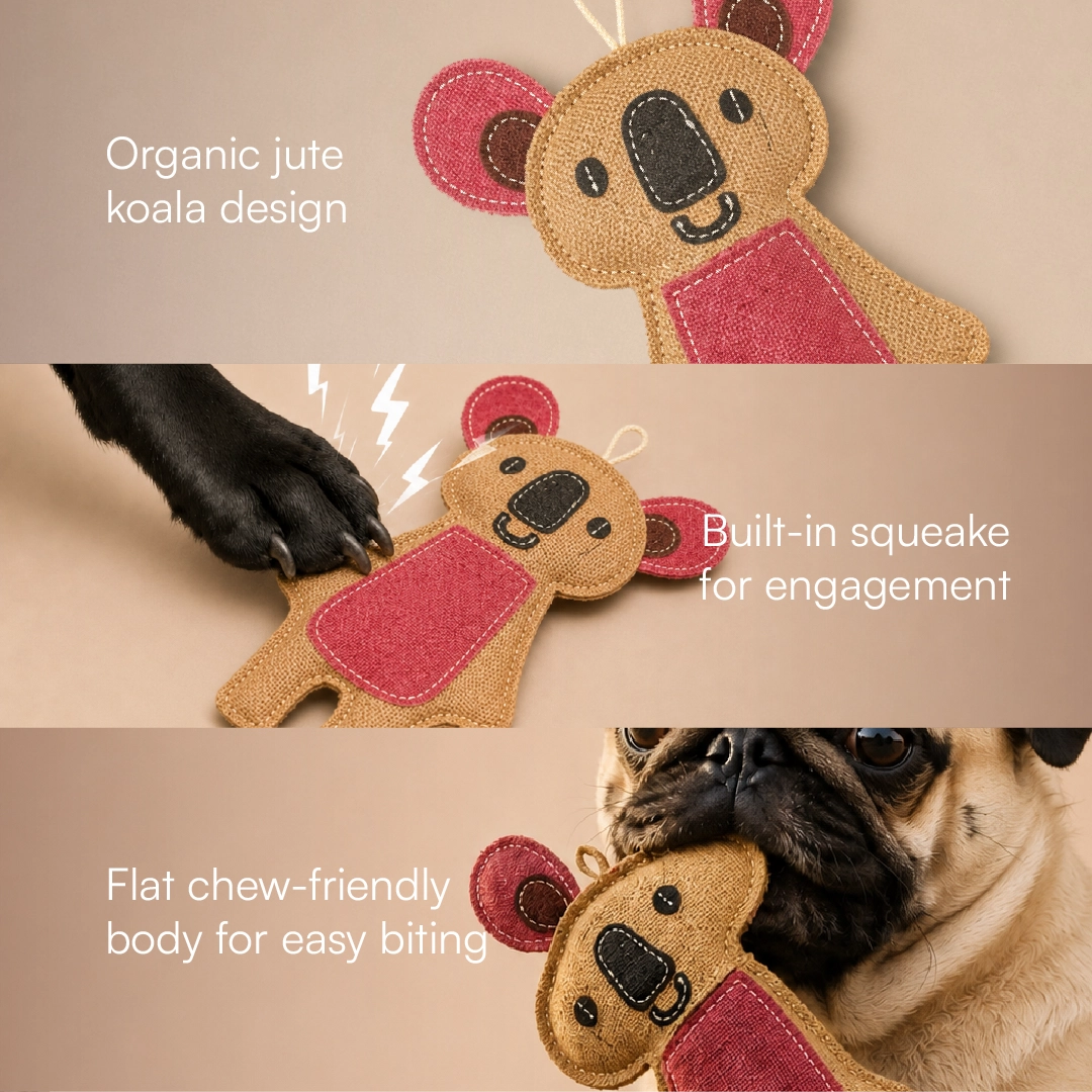 KoalaChew Jute Bite-Play Toy With Squeaker For Dogs & Cats