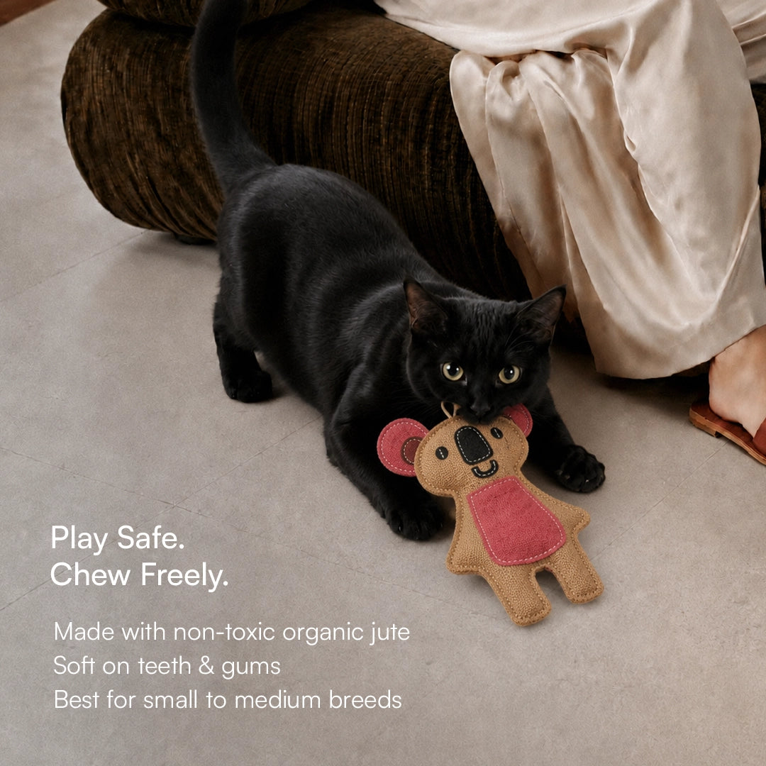 KoalaChew Jute Bite-Play Toy With Squeaker For Dogs & Cats