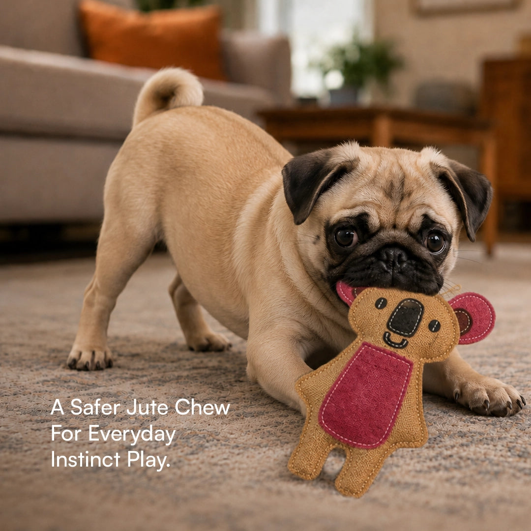 KoalaChew Jute Bite-Play Toy With Squeaker For Dogs & Cats