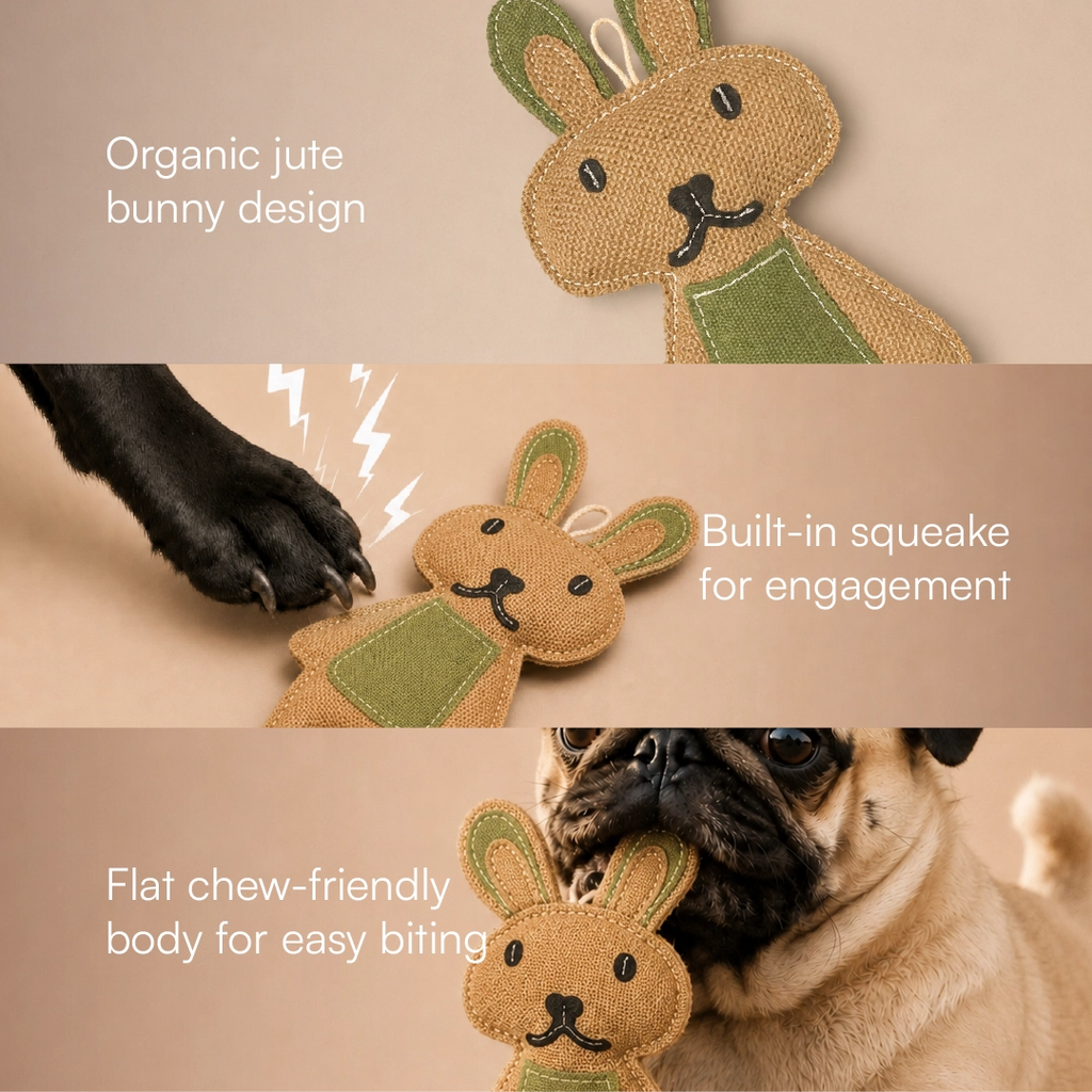 BunnyChew Jute Bite-Play Toy With Squeaker For Dogs & Cats