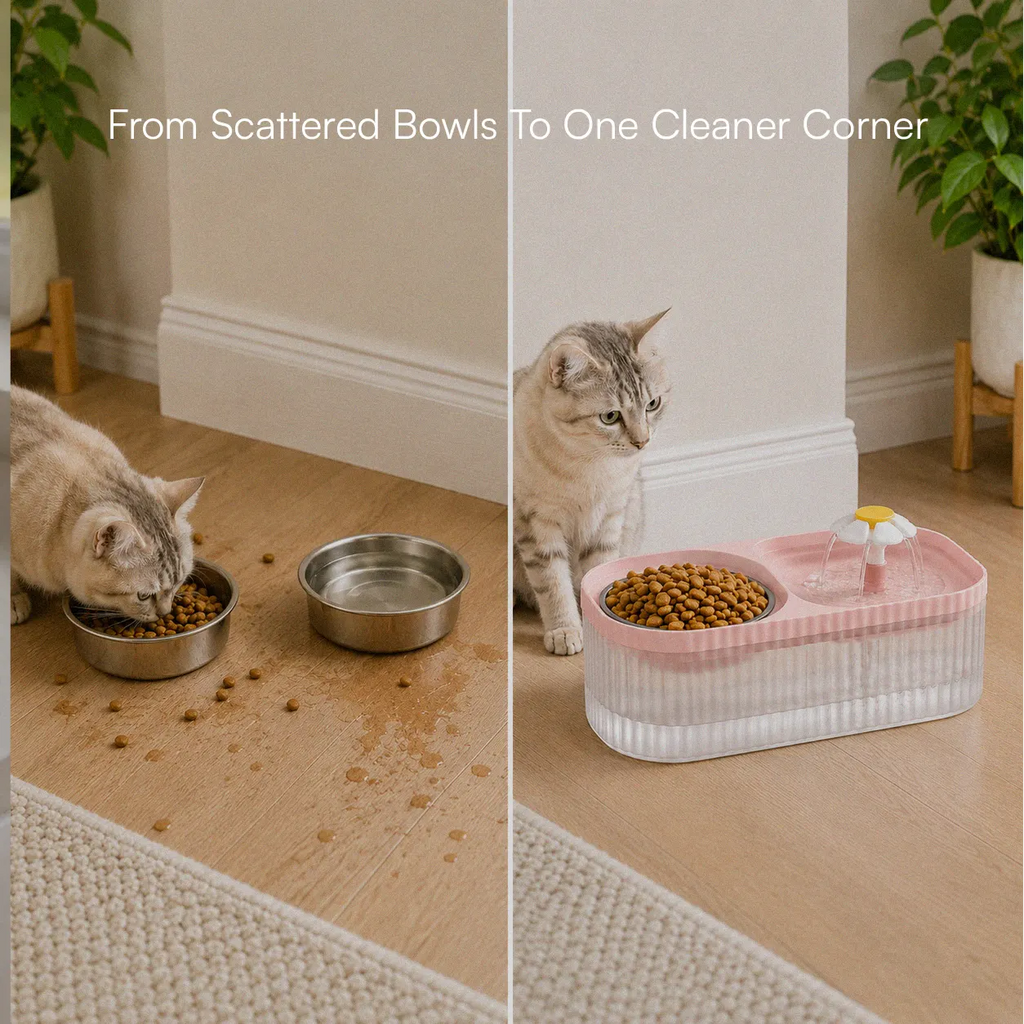 CalmQuench Feeder | 2-in-1 Water Fountain + Feeder