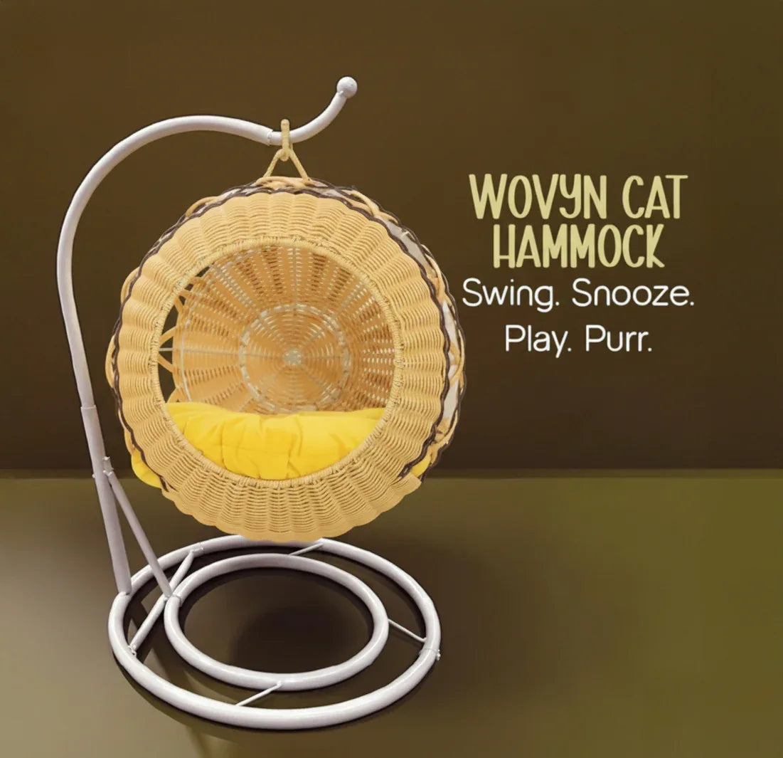 Wovyn Cat Hammock | Cozy Cat Swing | Breathable Design | Cushion & Toy Included - Tilting Heads