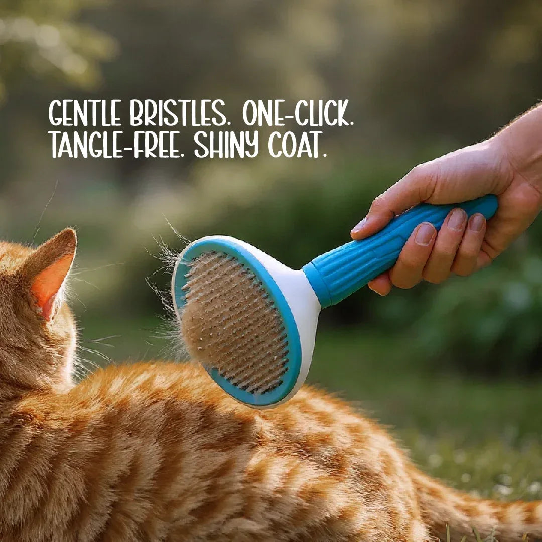 FurEase Click Brush | Pet Grooming Brush | One Glide, Total Shine - Tilting Heads