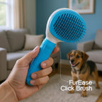 FurEase Click Brush | Pet Grooming Brush | One Glide, Total Shine - Tilting Heads