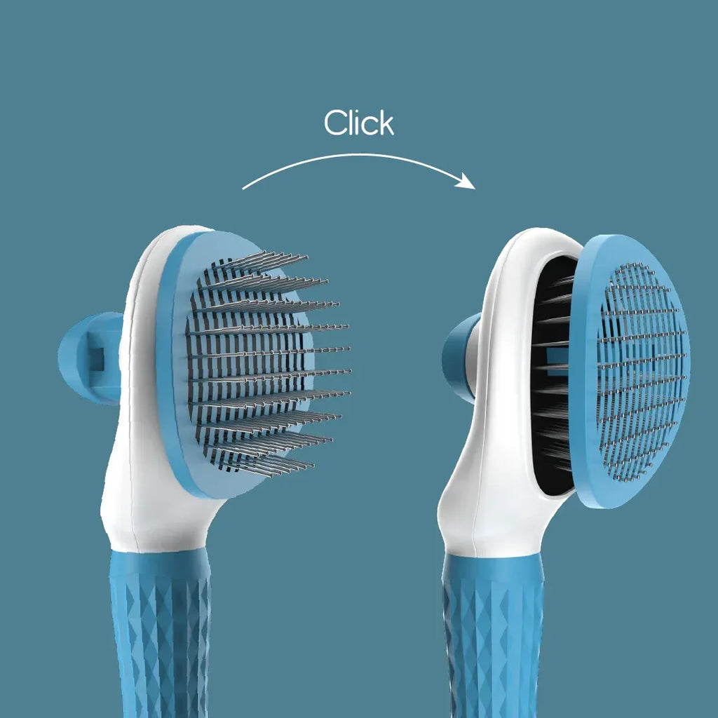 FurEase Click Brush | Pet Grooming Brush | One Glide, Total Shine - Tilting Heads