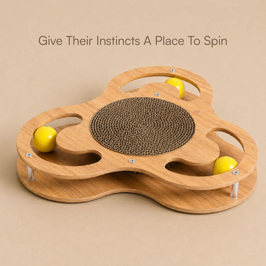 Clover Spin Scratcher – Interactive Scratch & Chase Lounge for Indoor Cats