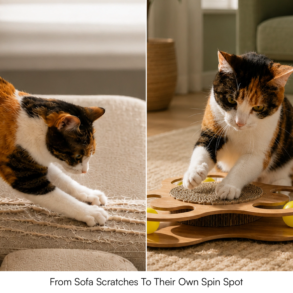 Clover Spin Scratcher – Interactive Scratch & Chase Lounge for Indoor Cats