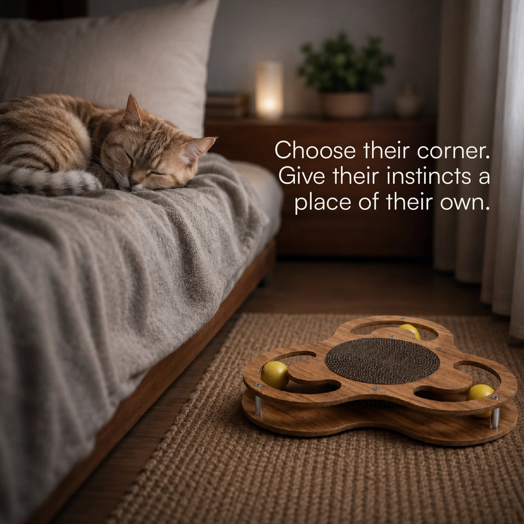 Clover Spin Scratcher – Interactive Scratch & Chase Lounge for Indoor Cats