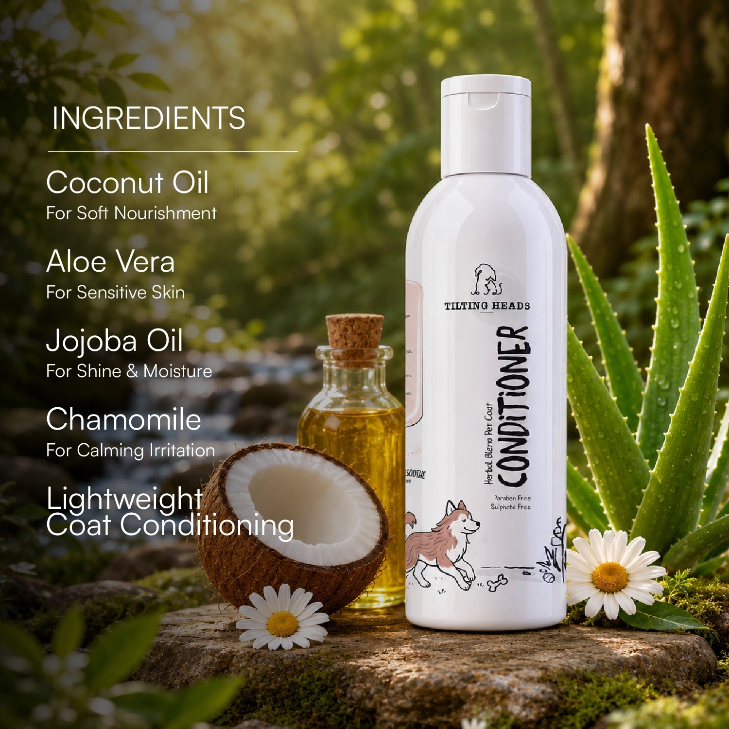Herbal Blend Pet Coat Conditioner | For Shiny, Silky-Smooth Fur for Dogs & Cats
