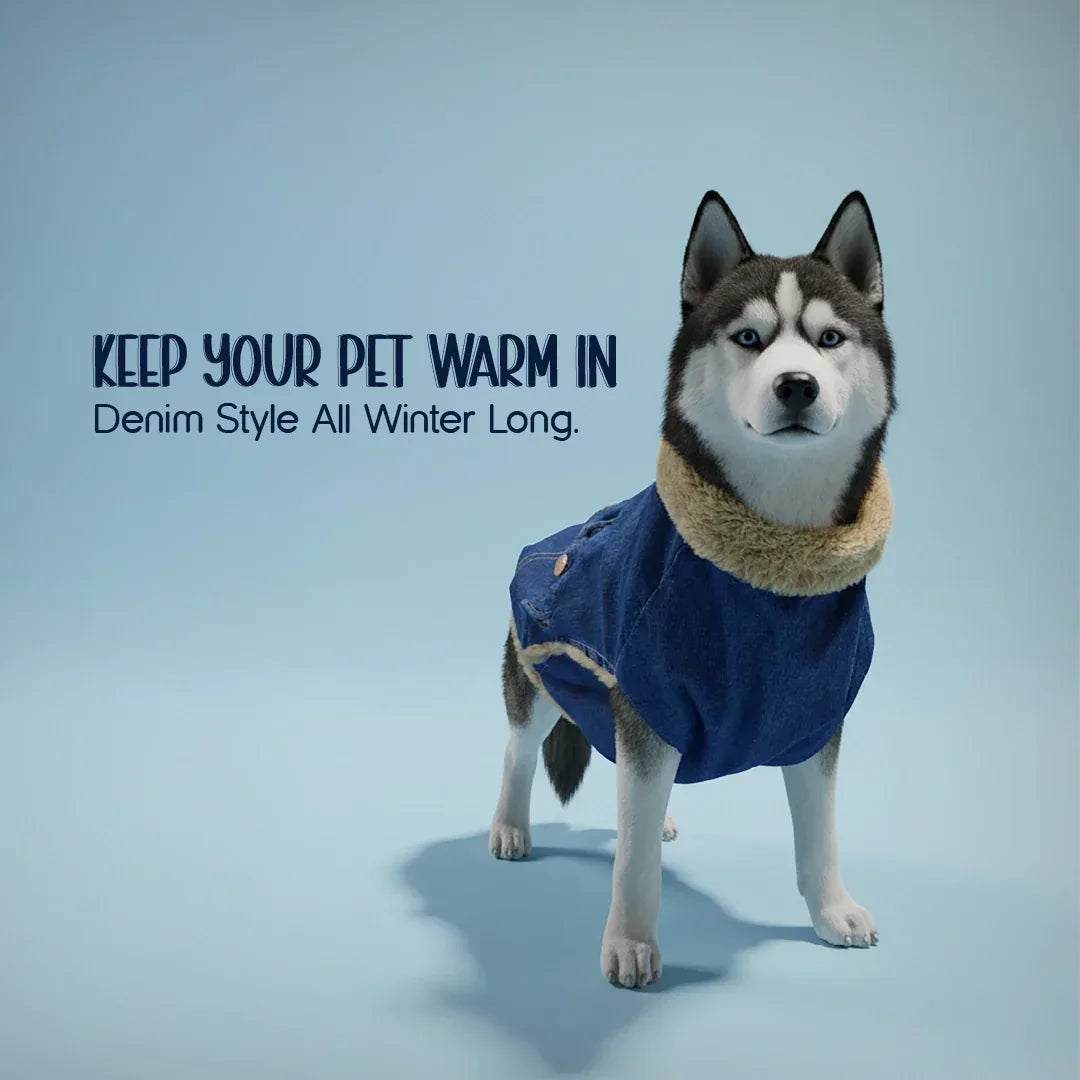 FrostFit Jacket – Warm, Stylish & Winter-Ready Denim Wear for Pets - Tilting Heads