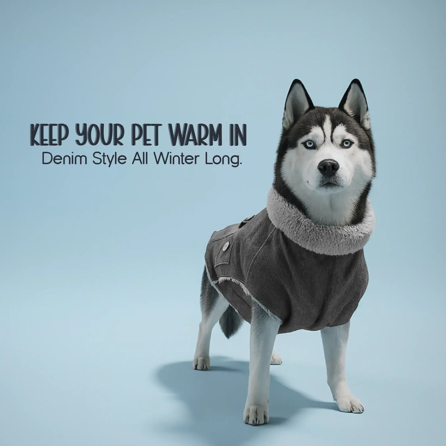 FrostFit Jacket – Warm, Stylish & Winter-Ready Denim Wear for Pets - Tilting Heads
