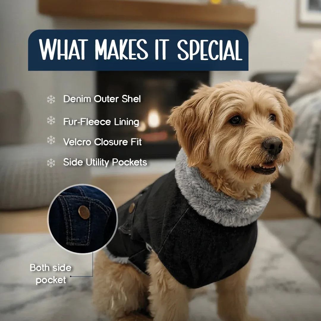 FrostFit Jacket – Warm, Stylish & Winter-Ready Denim Wear for Pets - Tilting Heads