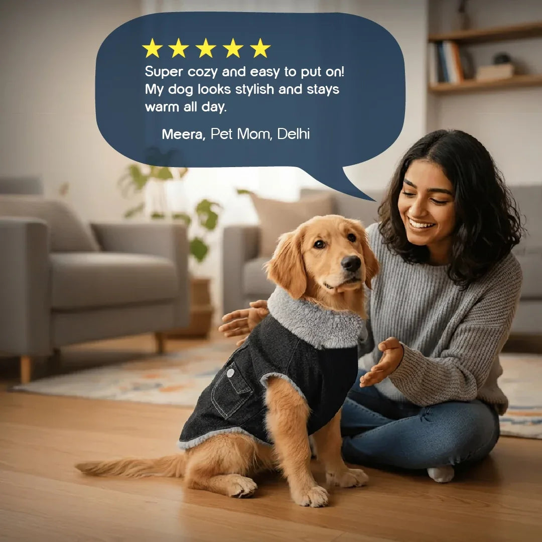 FrostFit Jacket – Warm, Stylish & Winter-Ready Denim Wear for Pets - Tilting Heads