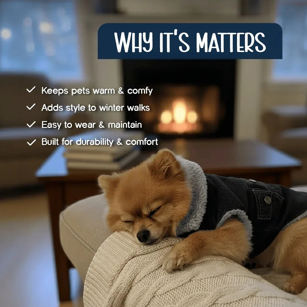 FrostFit Jacket – Warm, Stylish & Winter-Ready Denim Wear for Pets - Tilting Heads