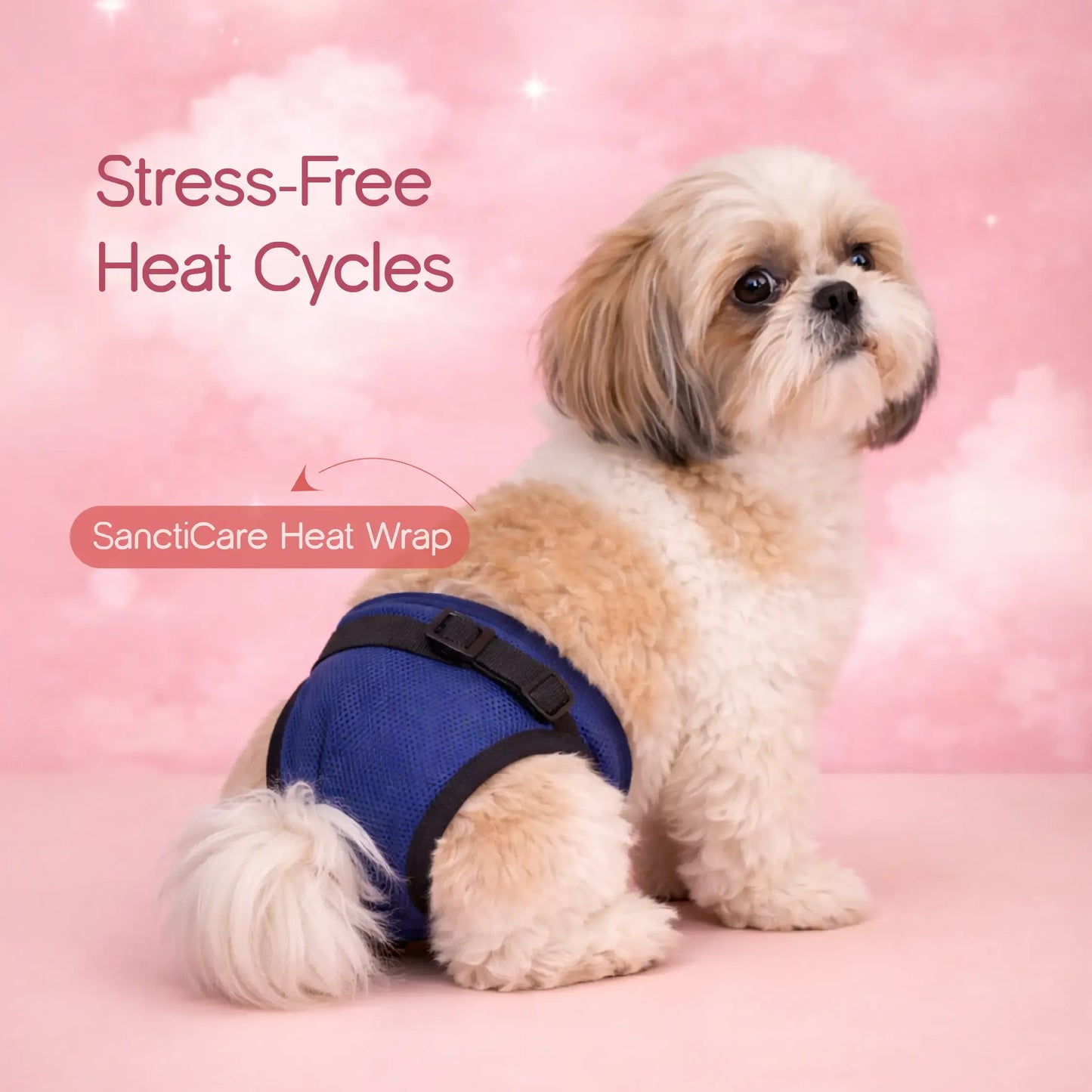 SanctiCare Heat Wrap — Reusable Protection for Dogs in Heat | Includes 3 Absorbent Pads