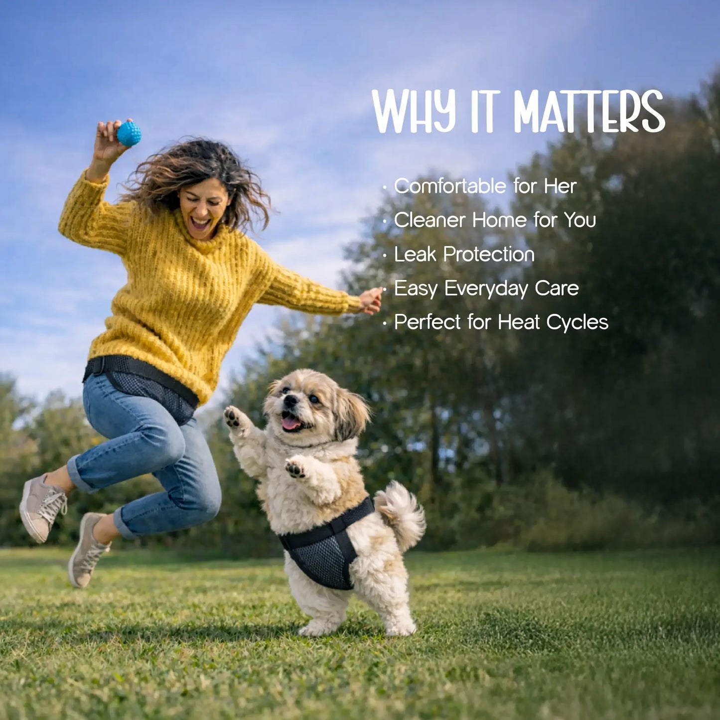 SanctiCare Heat Wrap — Reusable Protection for Dogs in Heat | Includes 3 Absorbent Pads