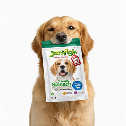 JerHigh Spinach Stick Dog Treats with Real Chicken Meat 400gm