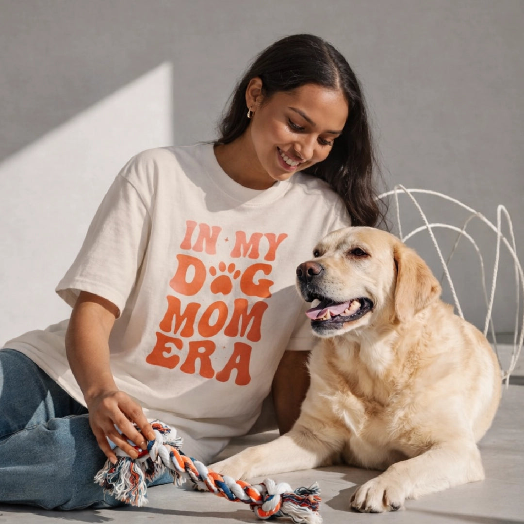 Dog Mom Era T-Shirt – Oversized Cotton Wear for Dog Moms