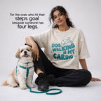 Dog Walking Is My Cardio T-Shirt – Oversized Cotton Fit for Pet Parents