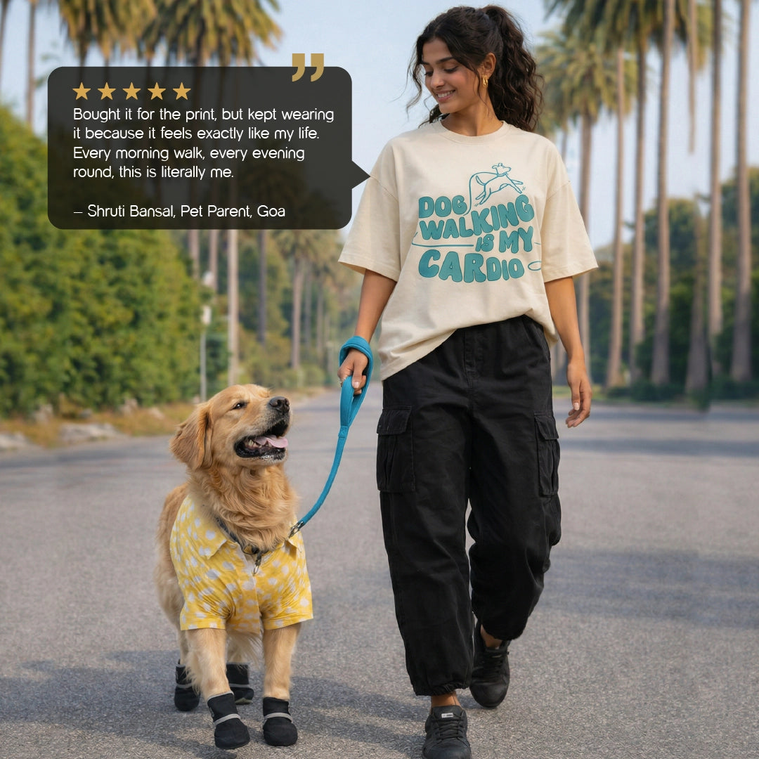 Dog Walking Is My Cardio T-Shirt – Oversized Cotton Fit for Pet Parents
