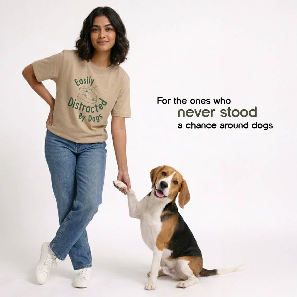 Easily Distracted by Dogs T-Shirt – Oversized Cotton Wear for Dog Lovers
