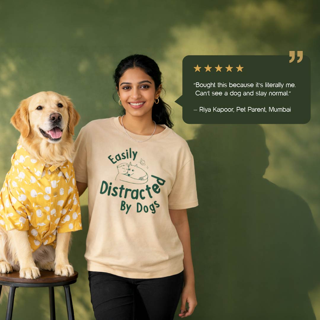 Easily Distracted by Dogs T-Shirt – Oversized Cotton Wear for Dog Lovers