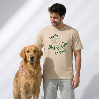 Easily Distracted by Dogs T-Shirt – Oversized Cotton Wear for Dog Lovers