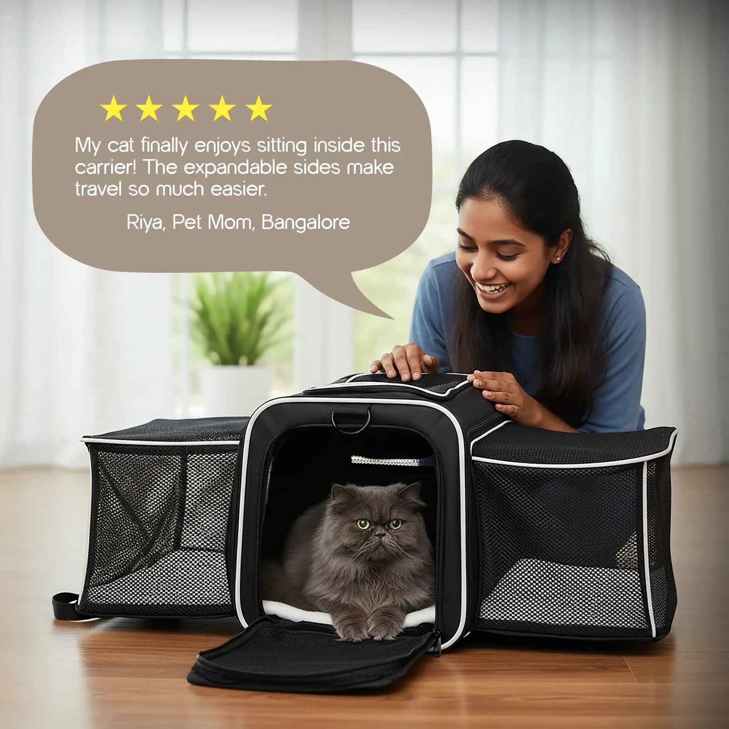 ExpandEase Carrier Bag – Spacious, Airy & Stress-Free Travel for Pets