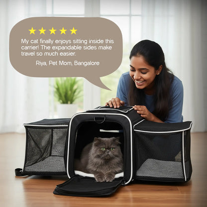 ExpandEase Carrier Bag – Spacious, Airy & Stress-Free Travel for Pets