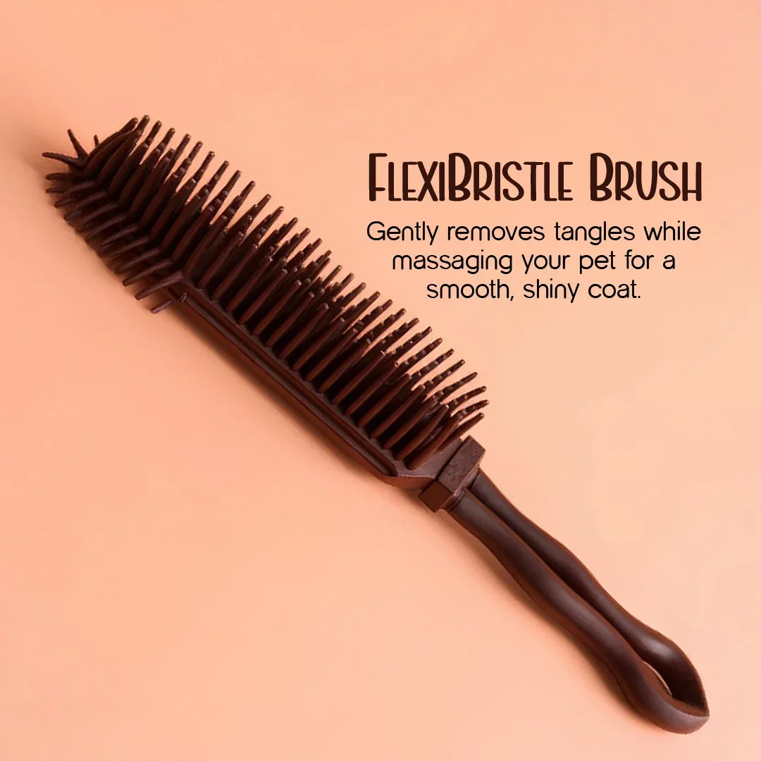 Flexibristle – Tangle-Free Pet Brush with Soft Bristles & Easy Grip - Tilting Heads