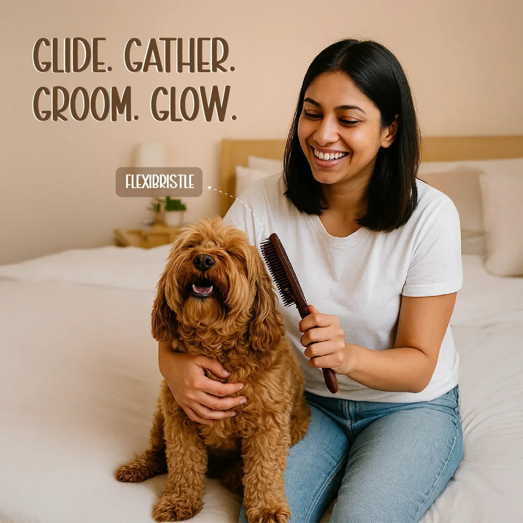 Flexibristle – Tangle-Free Pet Brush with Soft Bristles & Easy Grip - Tilting Heads