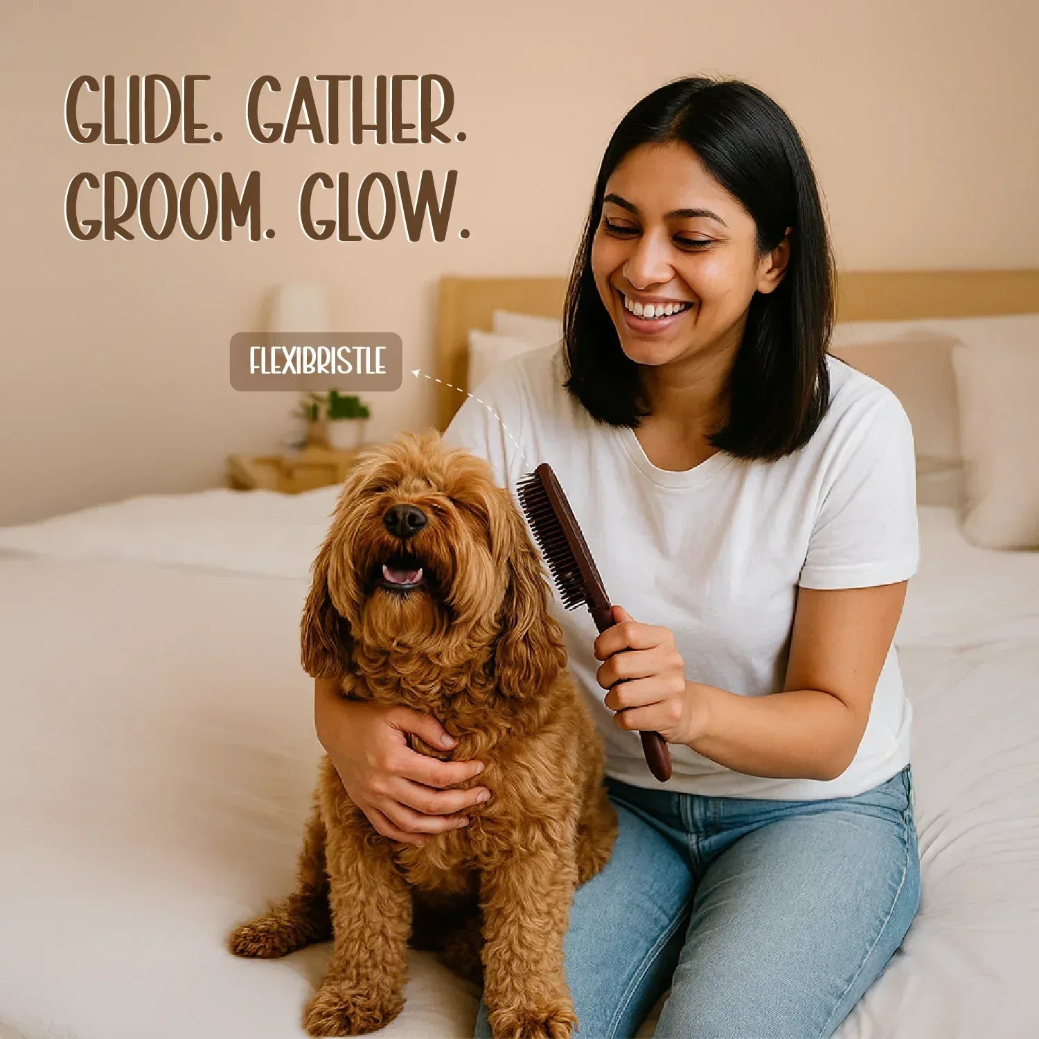 Flexibristle – Tangle-Free Pet Brush with Soft Bristles & Easy Grip - Tilting Heads