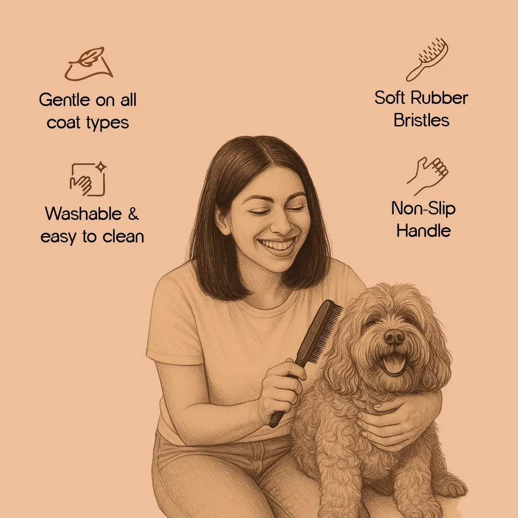 Flexibristle – Tangle-Free Pet Brush with Soft Bristles & Easy Grip - Tilting Heads