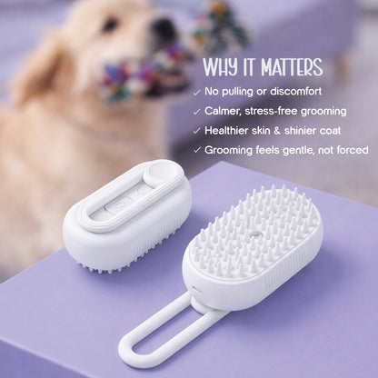 FluffMist Pet Brush – Steam Mist Grooming & Detangling Tool